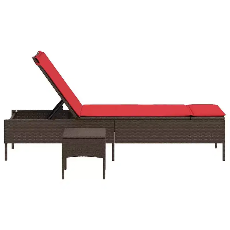 vidaXL Patio Sun Lounger PE rattan Single Multi-Position Backrest