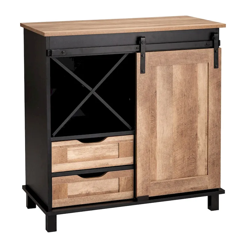 Glitzhome 32.25H Mid Centry Modern Industrial Bar Cabinet Buffet Sideboard
