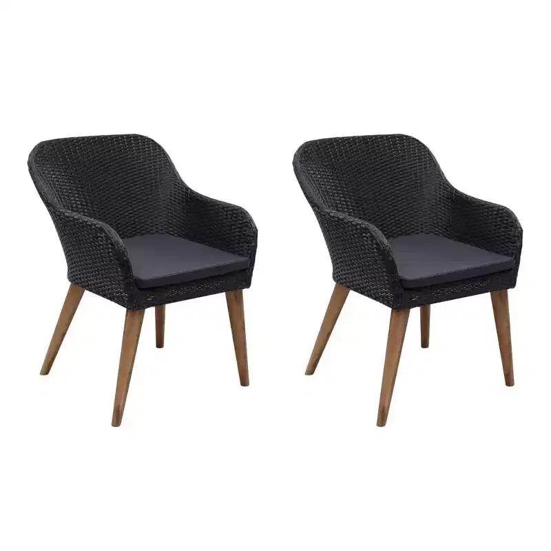 vidaXL Garden Chair 2 pcs 62.5 x 55 x 82 cm Poly Rattan