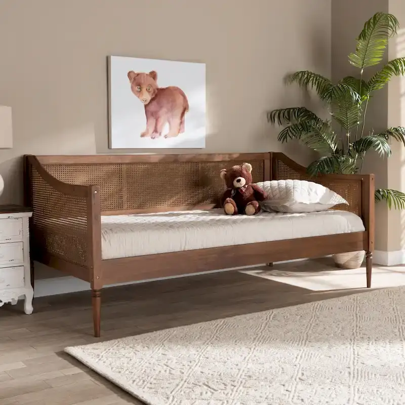 Mid-Century Modern Synthetic Rattan Daybed - Twin