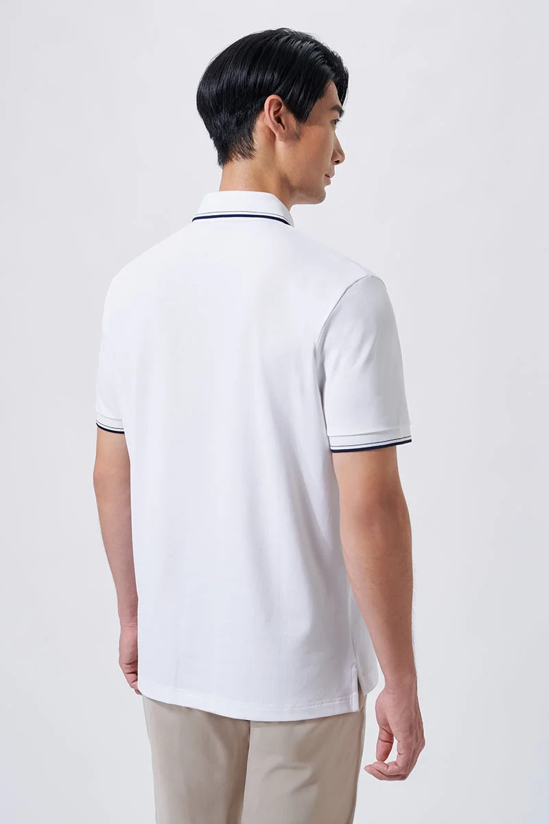 Pique Tipped Polo – White