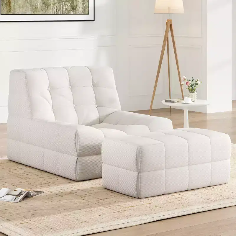 Ergonomic Memory Foam Bean Bag Chair with Ottoman