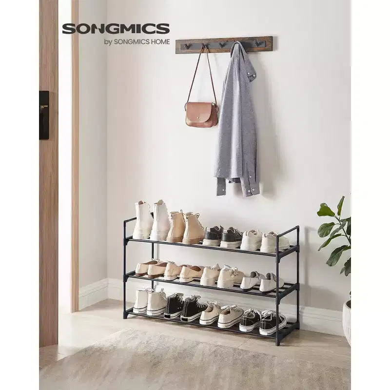 3/4-Tier Metal Shoe Rack, Upright or Upside Down Storage, Stackable Shoe Organizer