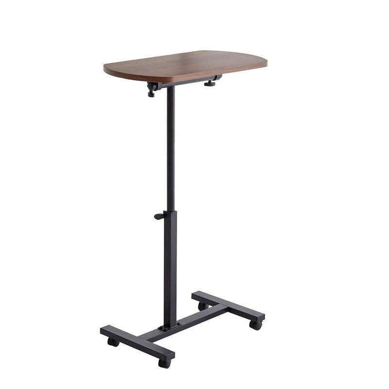 C-Shaped End Table, Couch Table with Metal Frame and Height Adjustable Mobile 360 Degree Flip Swivel Table