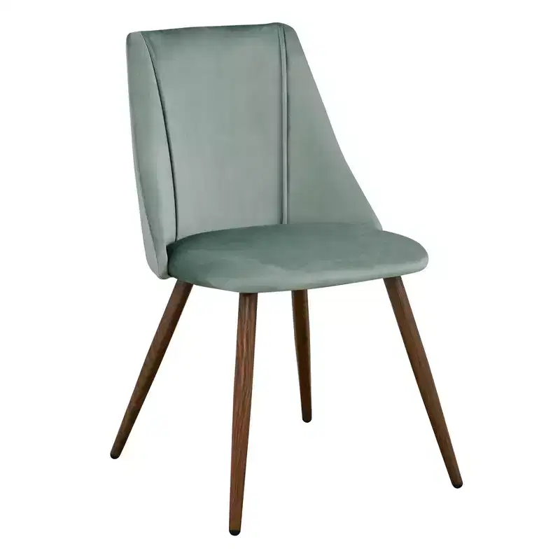 HomeRoots Set of Two Green and Brown Velvet and Steel Dining Side Chairs