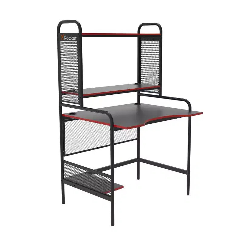 Mesh Gaming Desk with Wood Desktop