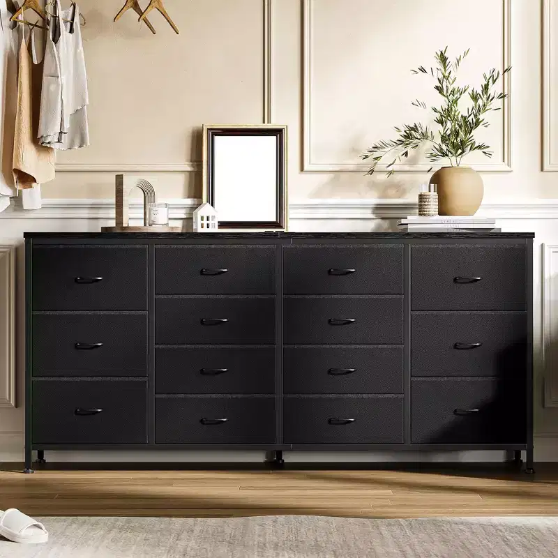 Allegri Upholstered TV Console Large entertainment center for 65-75 inch TVs Integrated power outlets