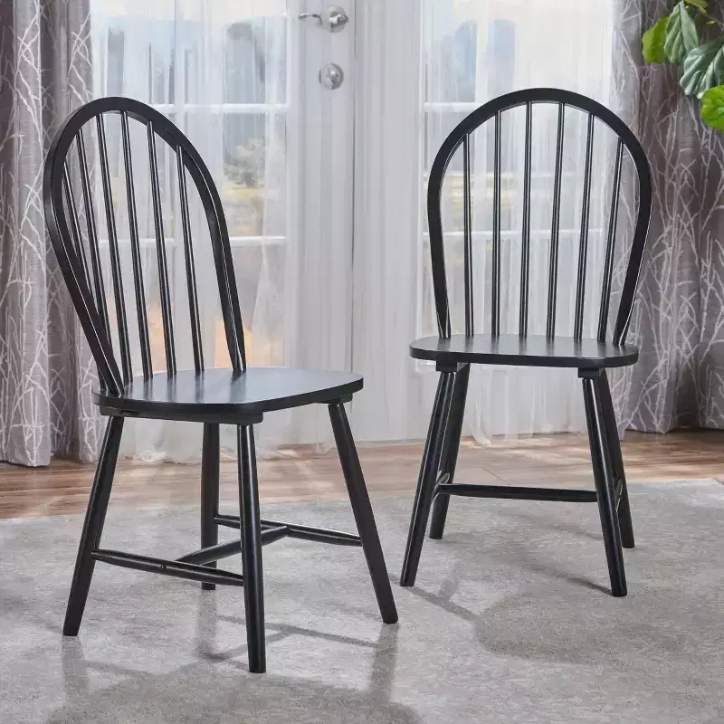 GDFStudio Rivera Farmhouse Wood Spindle Back Dining Chairs (Set of 2)