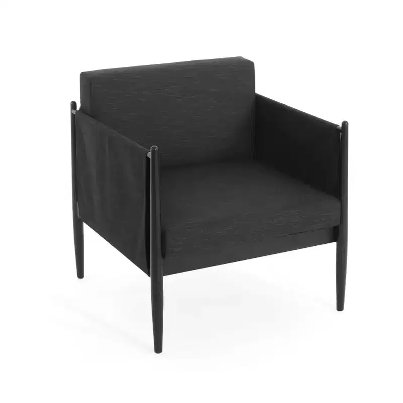 Mid Century Modern Dining Accent Chair, Water-Resistant Upholstered Club Chair with Aluminum Frame, Dark Grey Armchair for Living Room Cafe