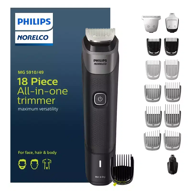 Philips Norelco Series 5000 Multigroom Men's Rechargeable Electric Trimmer - MG5910/49 - 18pc
