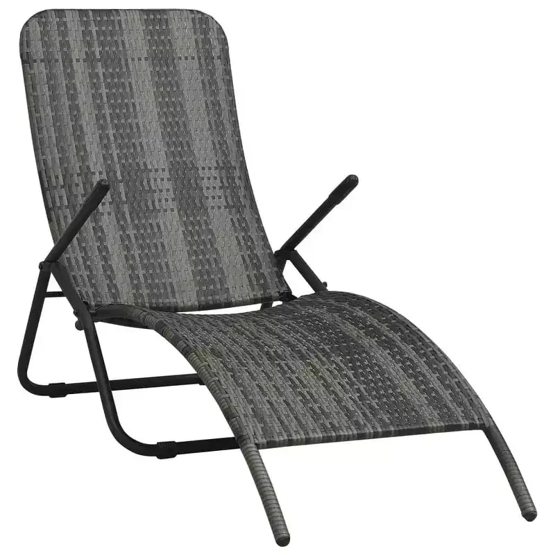 vidaXL Sun Lounger Grey Made of PE rattan and powder-coated steel