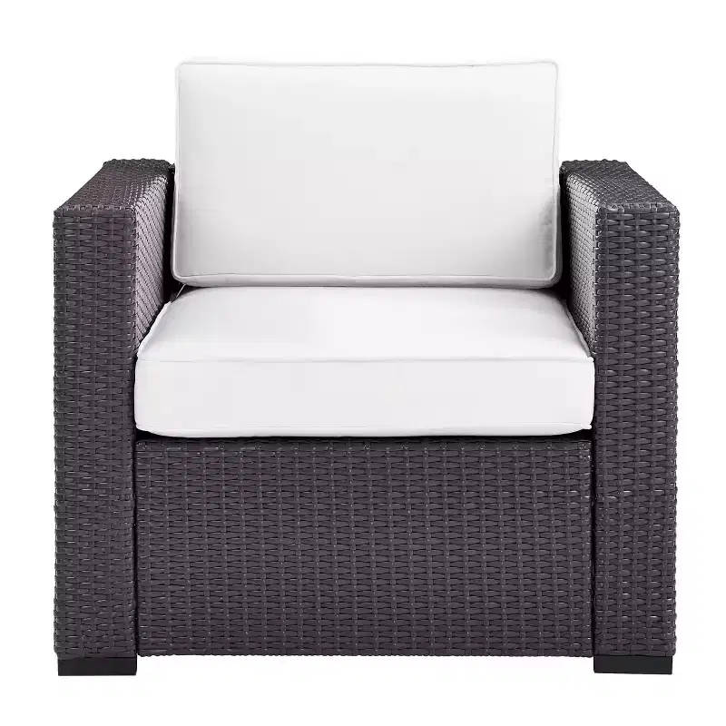 Biscayne Armchair with White Cushions - Brown/White - Crosley