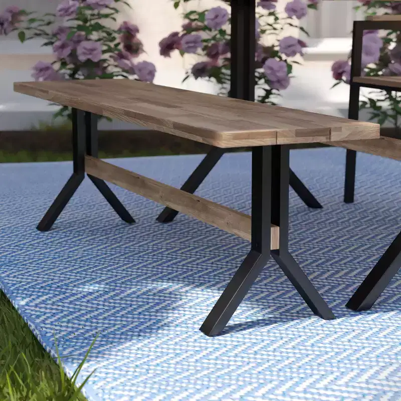 Standlake Slatted Outdoor Bench - Natural - SEI