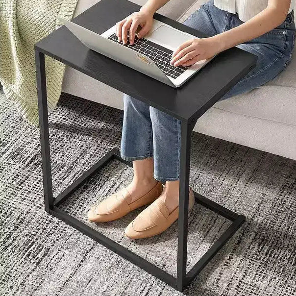 C Shape End Table, Small Coffee Table for Couch Or Sofa