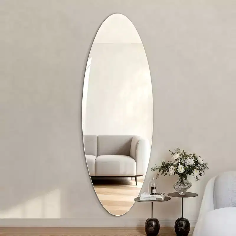 Whisen 65 x 24 Oval Full Length Mirror, Shatterproof Copper-Free Silver Glass Wall Mirror for Entryway, Bedroom & Salon