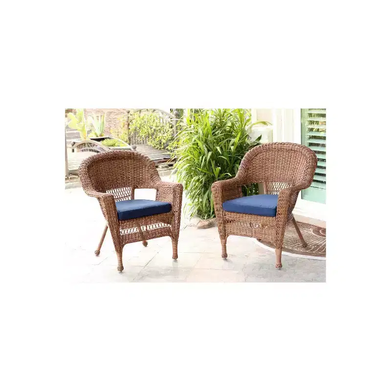 HomeStock Honey Coastal Craftsman Chair Set of 2 with Cushions