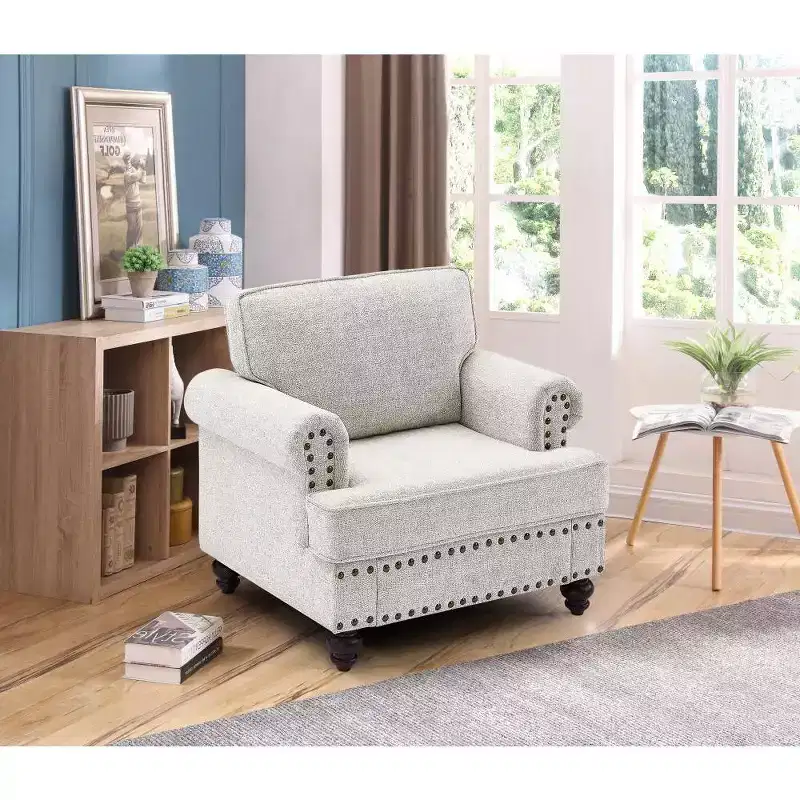Upholstered 3 Seat/Loveseat/1 Seat Sofa Couches with Nailhead Accents, Scrolled Armrests, and Turned Legs-ModernLuxe