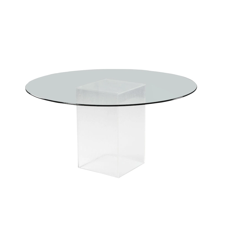 Somette 5-Piece Dining Set with Round Glass Table, Acrylic Base & 4 Tufted Side Chairs