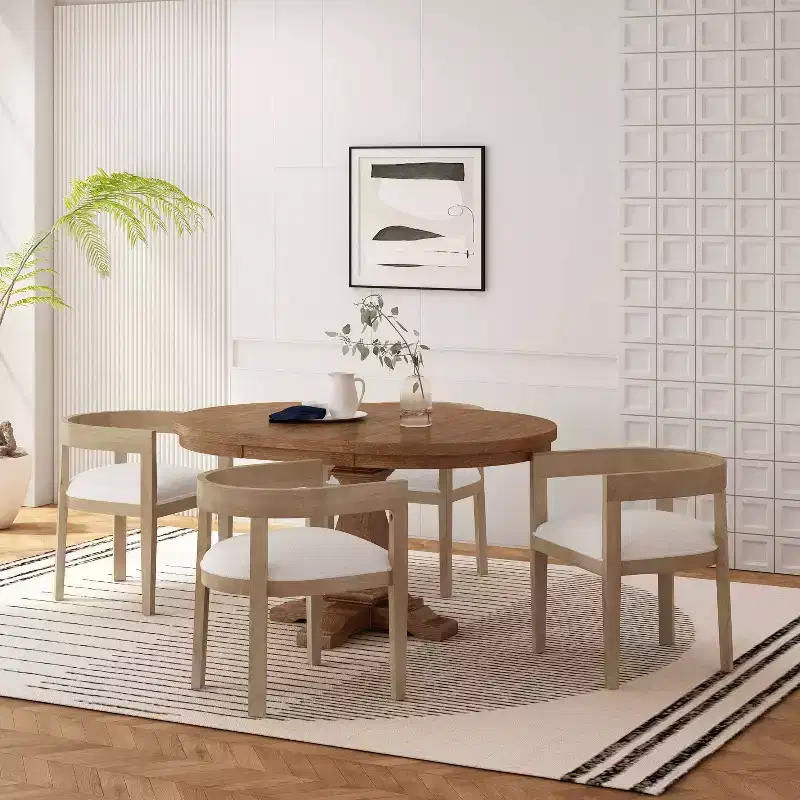Christopher Knight Home 5pc Hudson Fabric and Wood Dining Set Light
