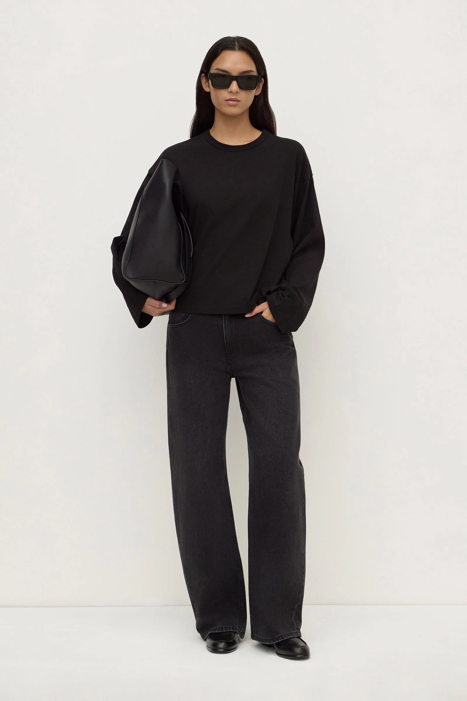 Black Wide Sleeve Cotton Tee