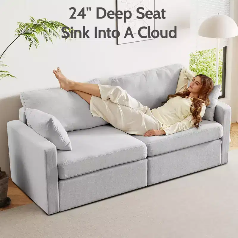 Dyonery 80 Living Room Sofa, Modern Chenille Comfort Sofa with Deep Seat Spring Cushions, Solid Wood Frame, Removable Covering