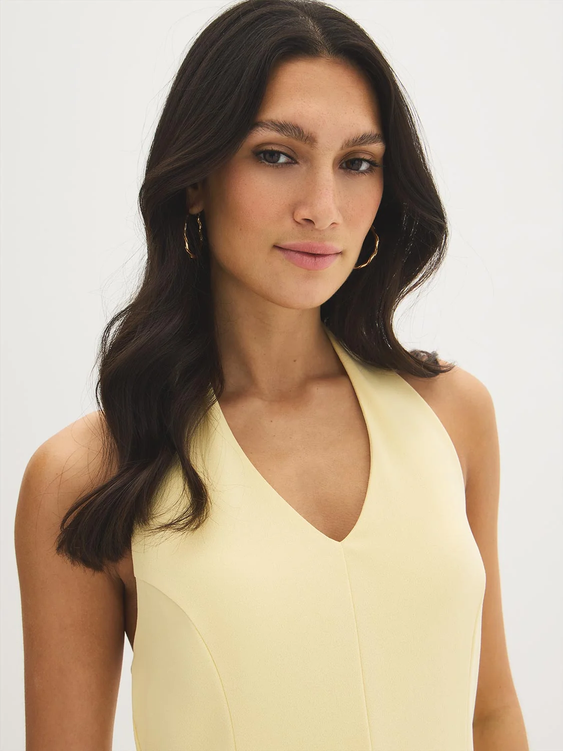 V-Neck Halter Mini Dress