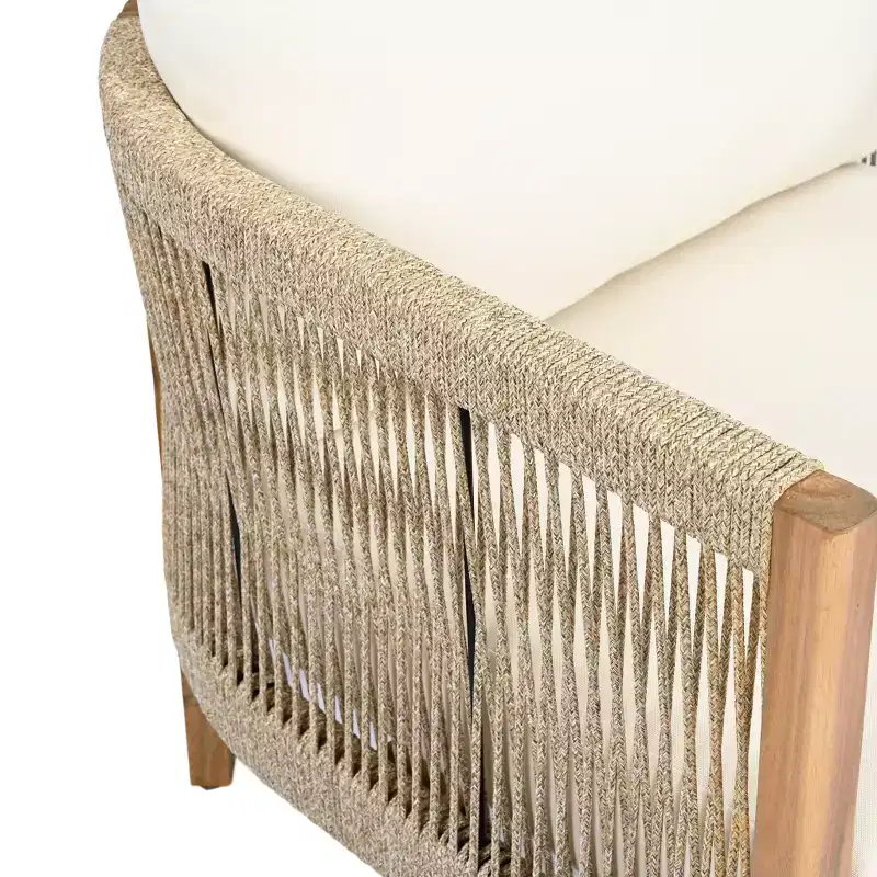 Christopher Knight Home Celeste Patio Rope Weaving Acacia Wood Upholstered Club Chair (Set of 2)