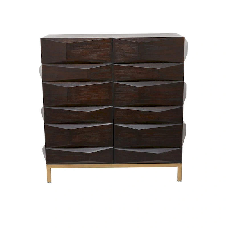 Wooden Geometric 1 Shelf and 2 or 4 Doors Cabinet - Brown - Roche River Decor