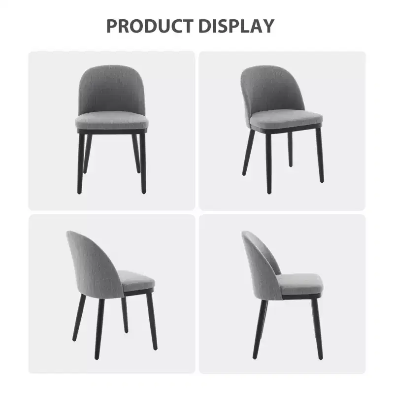 Set of 2 Upholstered Armless Dining Chairs with Curved Backrest