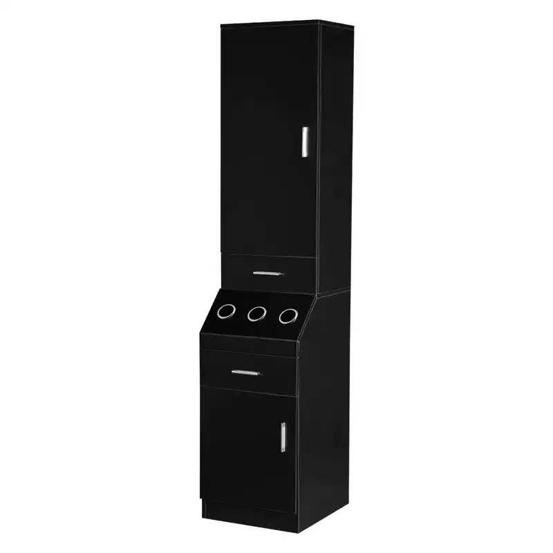 Karl Home Barber Storage Station Cabinet with 2 Drawers 2-Tier Storage Shelf Cabinet 1 Storage Cabinet