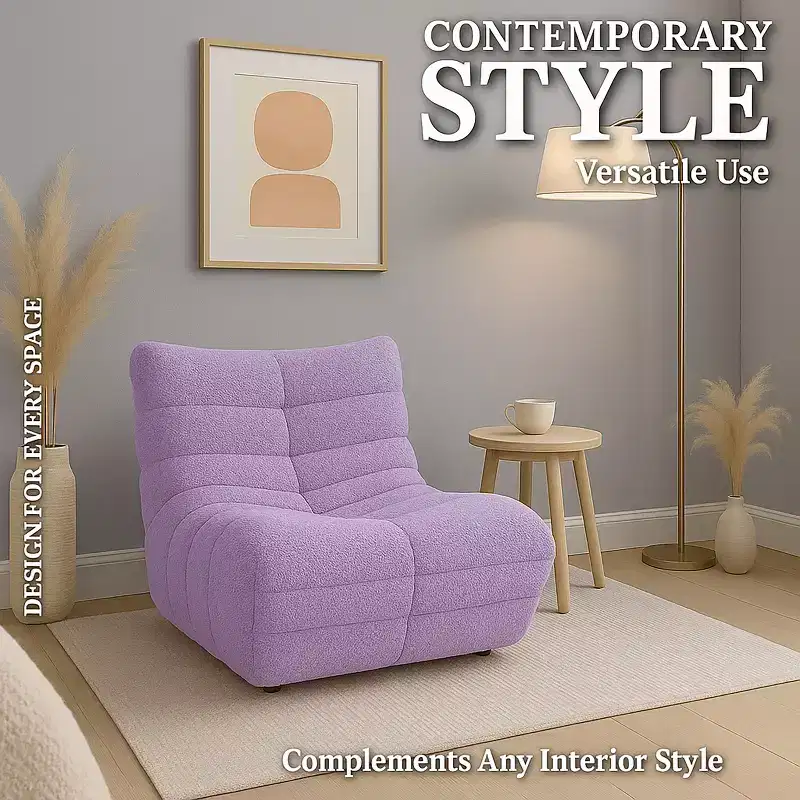 Modern Accent Chair for Living Room  Comfy Upholstered Armchair with High-Density Cushion  Chair for Bedroom, Apartment Seating - Teddy Pink