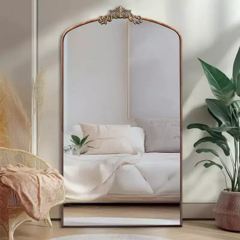 66x36 Arched Full Length Mirror with Metal Frame – Oversized Leaning Floor Mirror for Bedroom & Living Room