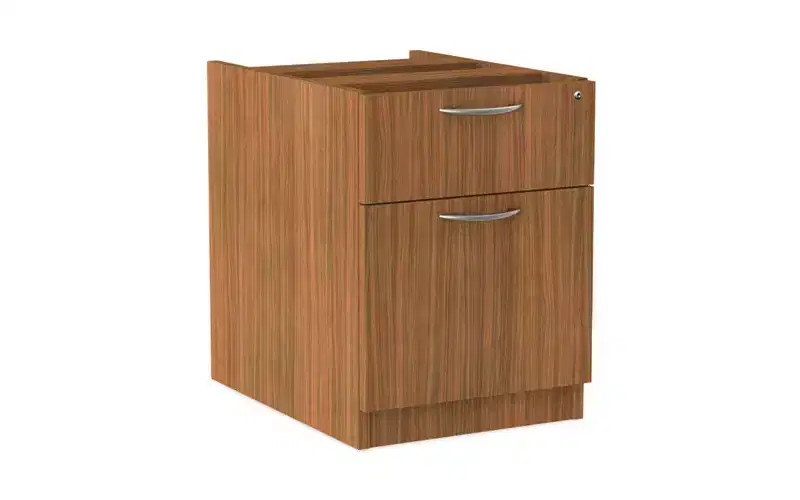 Hanging Pedestal File Cabinet, 2-Drawer Box/File, Legal/Letter, Modern Walnut