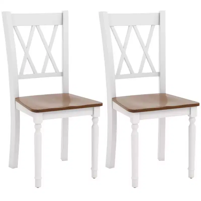 Costway Dining Chairs Set of 2 Wood Farmhouse Dining Room Side Chairs for Home Kitchen