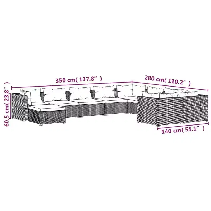vidaXL Garden Lounge Set PE rattan Large Modular