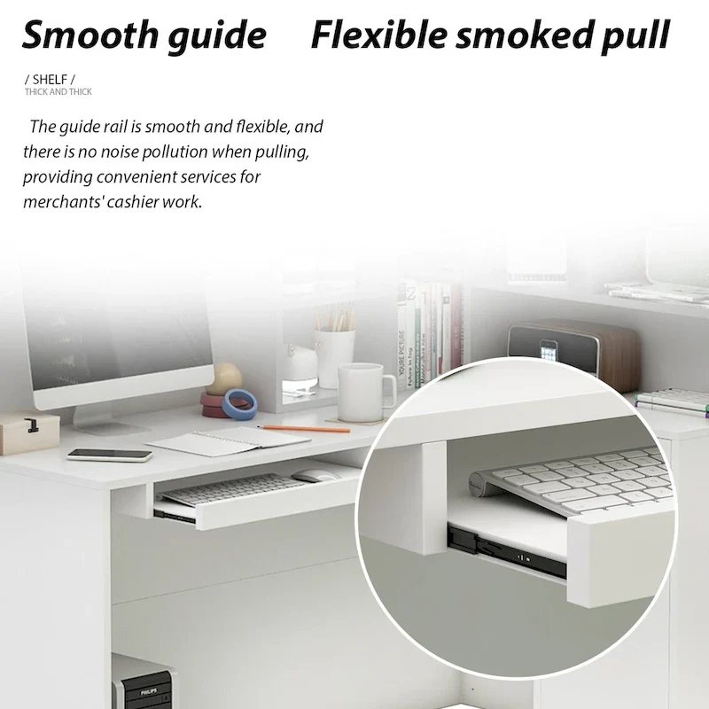 Timechee 55.9W 48.4H L-Shape Wood Reception Desk Drawer With Lock