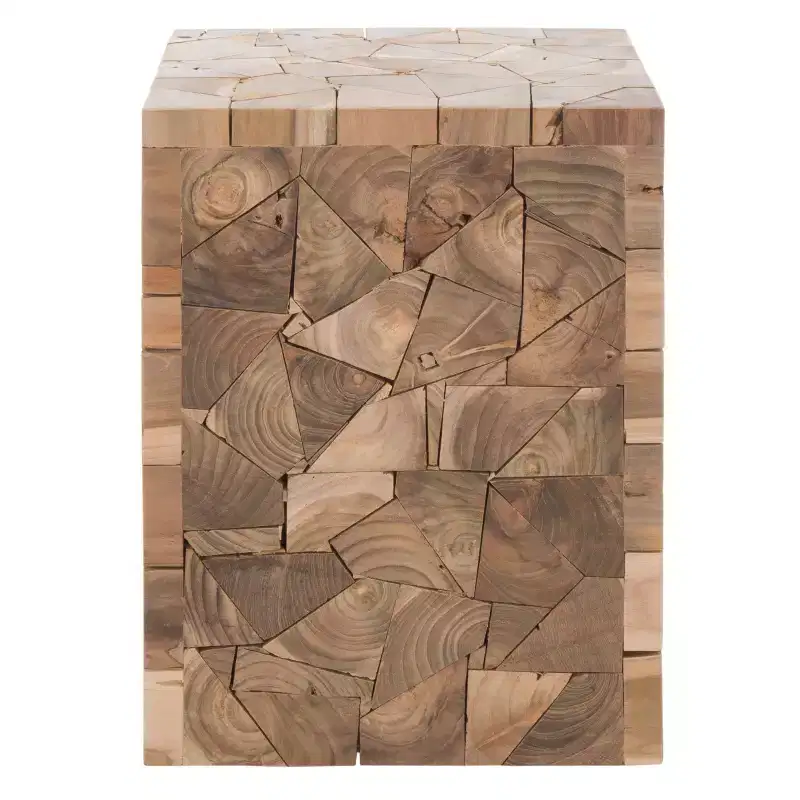 Reclaimed Teak Square Stool - Medium Oak