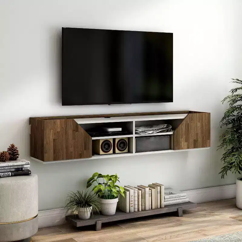Transitional Floating TV Stand For TVs Up To: Wall Mount, Cable Management, Storage