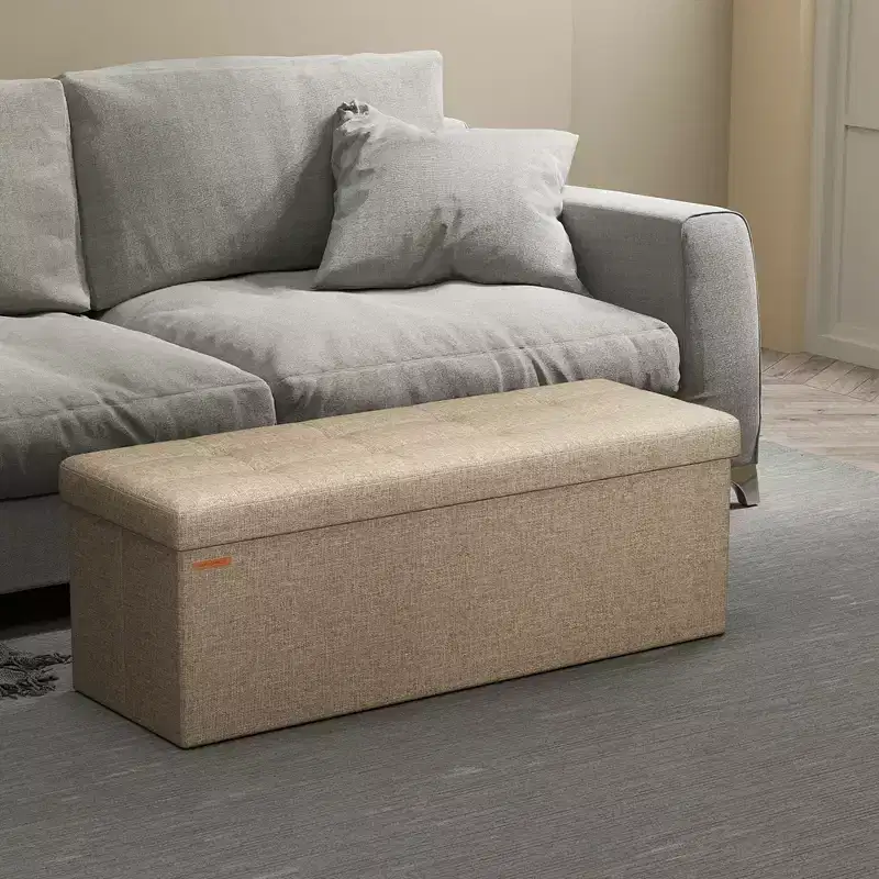 Storage Ottoman Bench, 15 x 43 x 15 Inches, End of Bed Bench, Storage Chest, for Living Room, Bedroom, Entryway