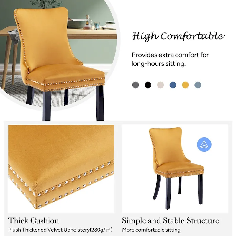 KATA Velvet Upholstered Wingback Dining Chairs Set of 4