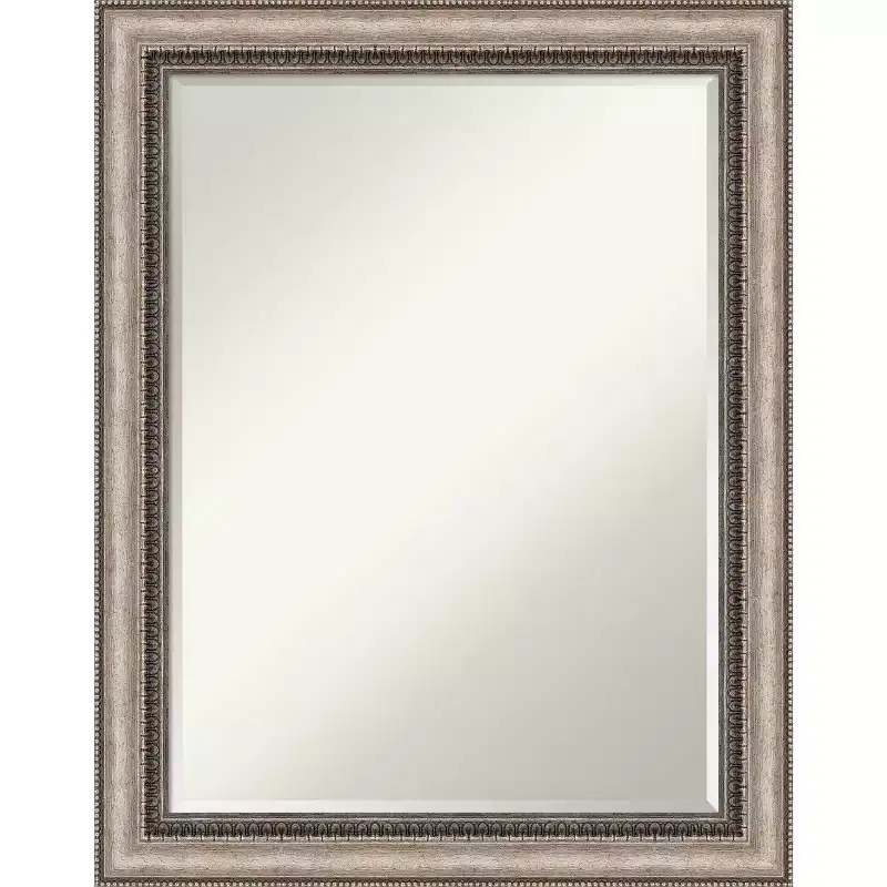 Ornate Silver Petite Bevel Bathroom Wall Mirror 28.25x22.25