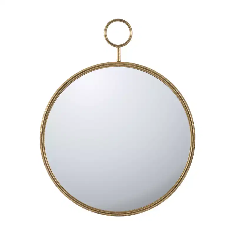 26 x 32 Inch Round Wall Mirror with Gold Metal Frame