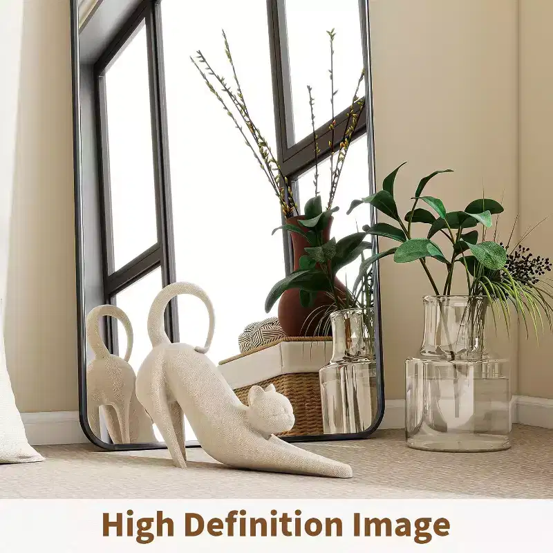 66 x 23 Full Length Mirror with Rounded Corners, Floor Mirror for Standing, Hanging or Leaning in Bedroom or Dressing Room