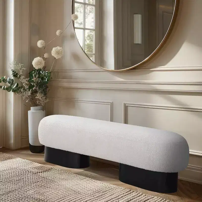 Meridian Furniture,Robertson Boucle Fabric Bench