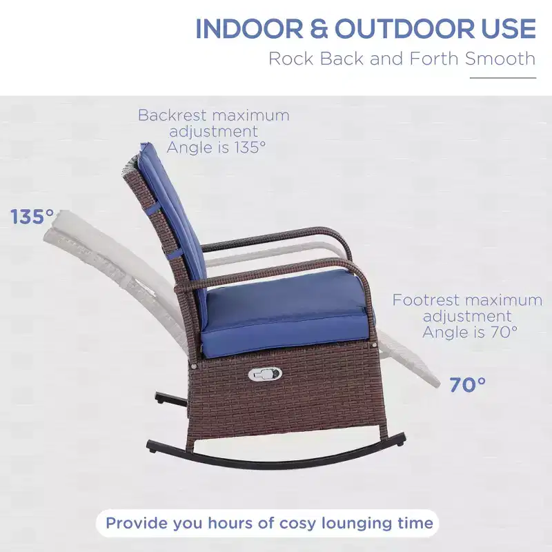 PE Rattan Rocking Recliner with Footrest