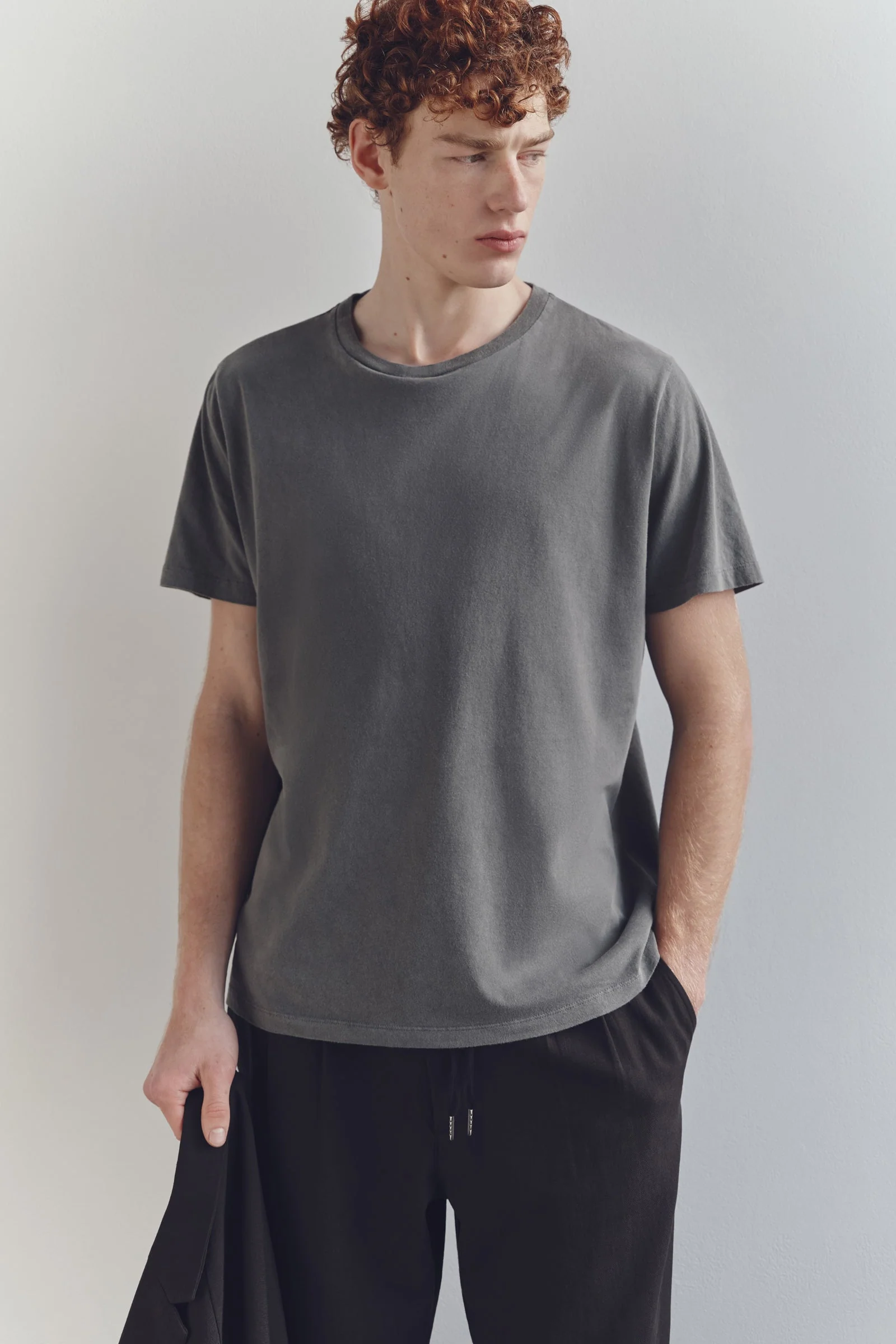 Washed Charcoal Pigment Dyed Cotton Tee