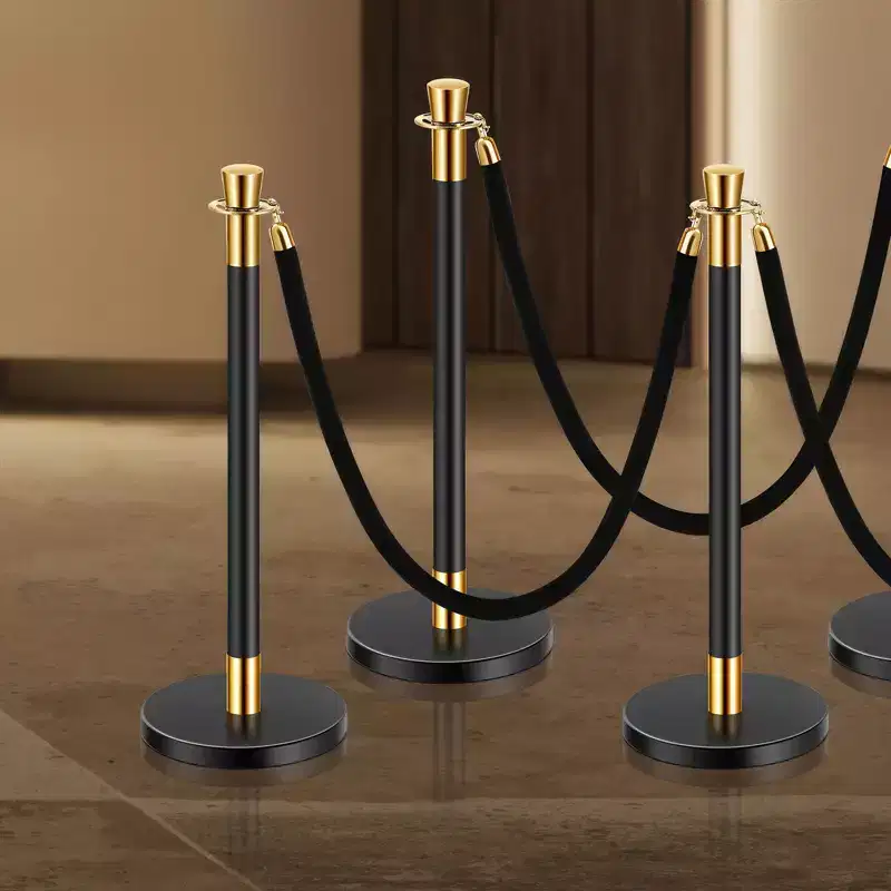 VEVOR Stanchions and Velvet Ropes, 6 Pcs Crowd Control Barriers with 4 Black Velvet Ropes, Stainless Steel Stanchion Post Queue, Black