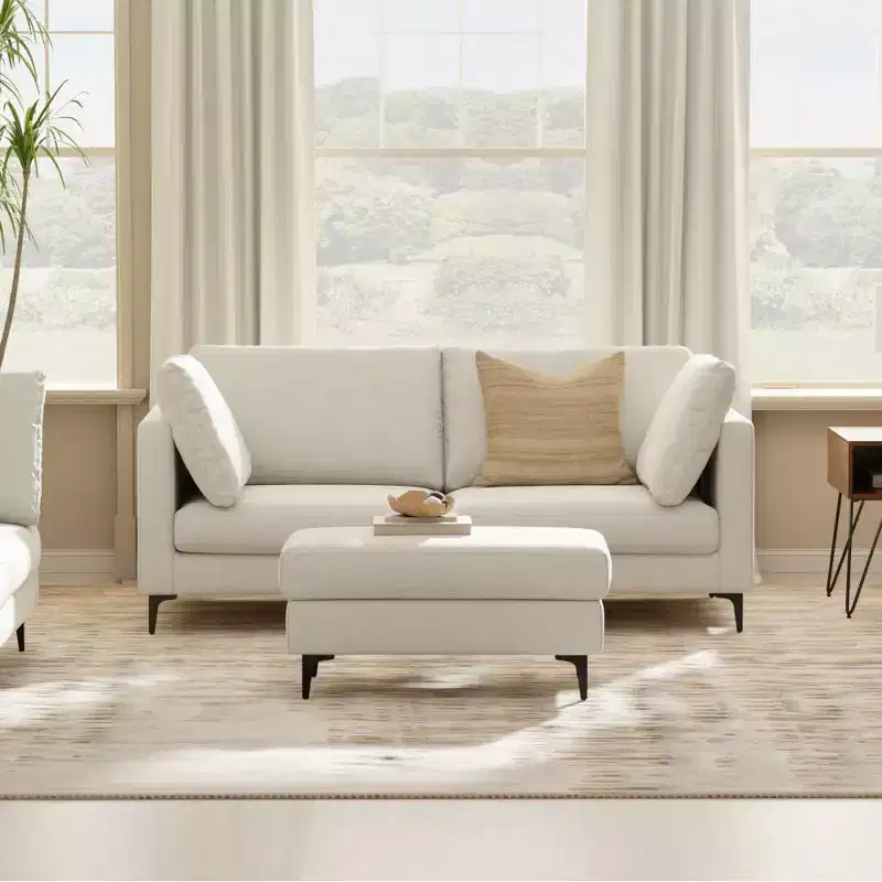 WyndenHall Lana 76 Mid Century Sofa with Ottoman Set