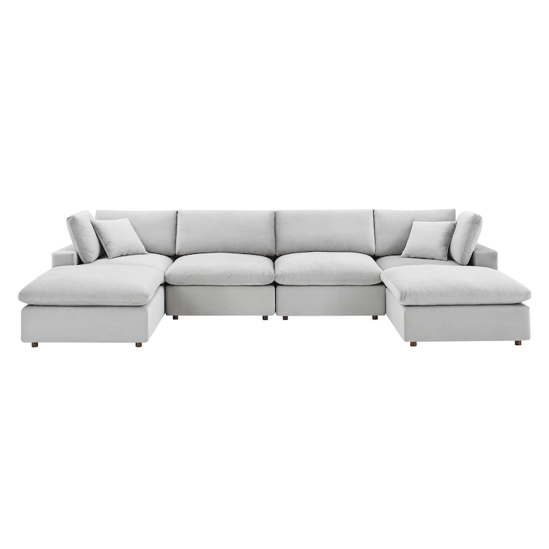 Commix Down Filled Overstuffed Velvet 6-Piece Sectional Sofa