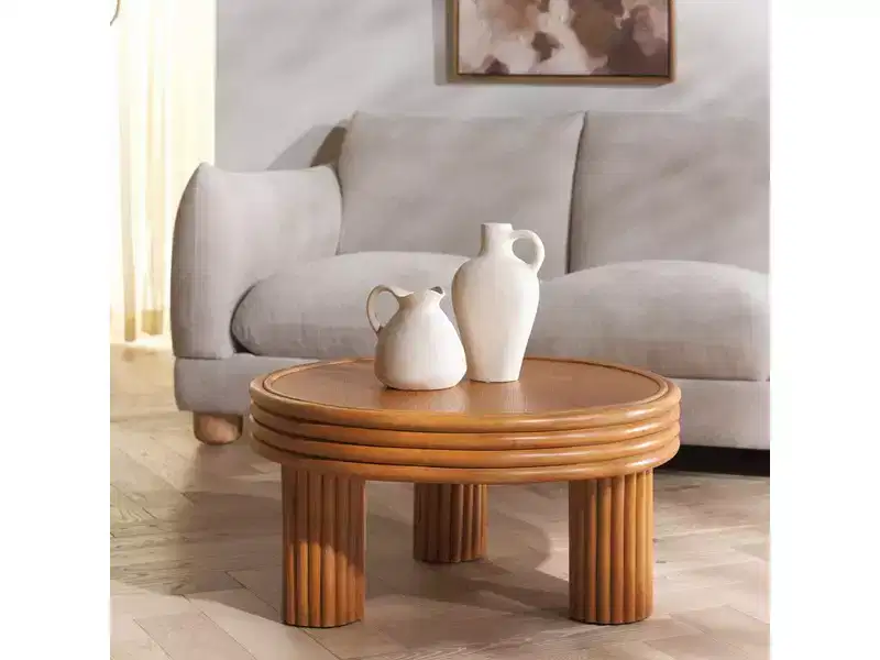 Bayard Rattan Round Coffe Table - CWK3008 - Natural - Safavieh Couture